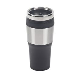 כוס פלסטיק תרמית בשילוב נירוסטה 470 מל הופר שחור