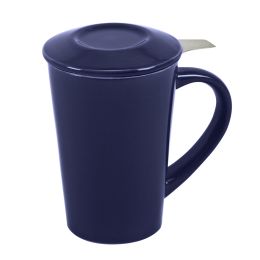 כוס פורצלן עם מכסה ורשת – אקונה 330 מ”ל כחול קהה