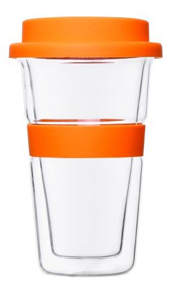 כוס שתיה מזכוכית דופן כפולה – ביקל 370 מ”ל כתום